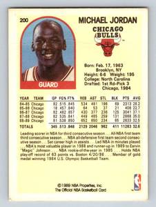 lot 138 image: Michael Jordan 1989 NBA Hoopes # 200 Basketball Card - poor condition