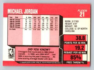 lot 144 image: Michael Jordan 1989 Fleer #21 Vintage Basketball Card