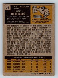lot 171 image: Dick Butkus 1971 Topps #25 Vintage Football Card