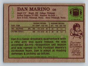 lot 177 image: Dan Marino RC 1984 Topps # 123 Vintage Rookie Football Card