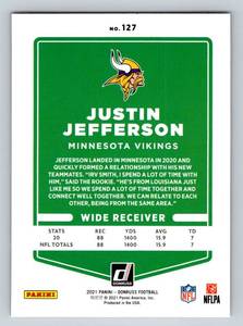 lot 229 image: Justin Jefferson Red Press Proof 2021 Donruss #127 Minnesota Vikings Football Card