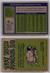 lot 175 image: 2 Card John Unitas 1972 Topps #165 and 521 Vintage Football Cards