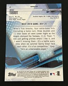 lot 71A image: Mike Trout 2018 Bowmans Best Refractor #65 Baseball Card