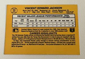 lot 87 image: Bo Jackson RC 1987 Donruss Rated Rookie #35 Vintage Baseball Card