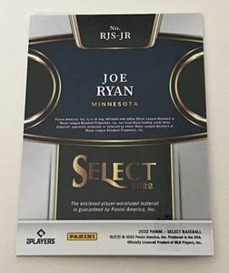 lot 90 image: Joe Ryan RC Jumbo Relic 2020 Select #RJS-JR Minnesota Twins Baseball Card