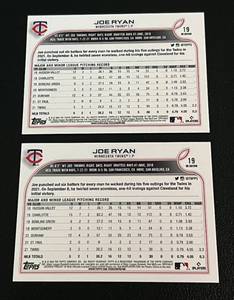 lot 60 image: Joe Ryan (2) RC Lot - UK Edition 2022 Topps #19 Minnesota Twins Baseball Card