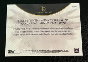 lot 62 image: 1 of 1 - 2018 Topps Dynamic Duals Bert Blyleven  Rod Carew #HOF3D, Numbered 11, Minnesota Twins Rare Baseball Card
