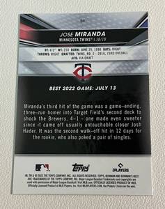 lot 64 image: 2002 Bowmans Best Jose Miranda RC Atomic Refractor #59 Minnesota Twins Baseball Rookie Card