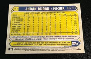 lot 96 image: Jhoan Duran Mojo RC Refractor 199 2022 Topps Chrome #T87C-62 Minnesota Twins Rookie Baseball Card