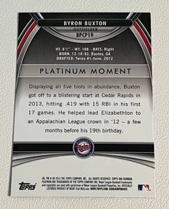 lot 109 image: Byron Buxton Purple Refractor 2013 Bowman Platinum #BCP19 Minnesota Twins Baseball Card