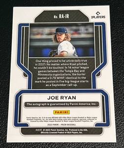 lot 124 image: Joe Ryan RC Auto 2022 Prizm #RA-JR Minnesota Twins Baseball Card
