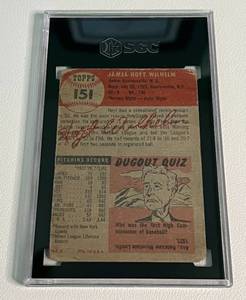lot 92 image: 1953 Topps Hoyt Wilhelm #151 SGC Graded 1 Vintage Baseball Card