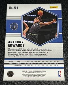 lot 150 image: Anthony Edwards RC 2020-21 Mosaic #201 Minnesota Timberwolves Rookie Basketball Card