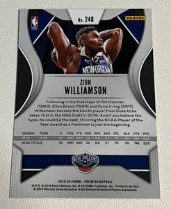 lot 152 image: Zion Williamson RC 2019-20 Prizm #248 Minnesota Timberwolves Rookie Basketball Card