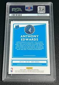 lot 155 image: Anthony Edwards 2020 Donruss Optic Rated Rookie RC #151 PSA Graded 9 Mint Minnesota Timberwolced Basketball Card
