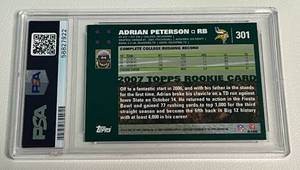 lot 162 image: Adrian Peterson RC 2007 Topps #301 PSA Graded 5 EX Minnesota Vikings Football Card