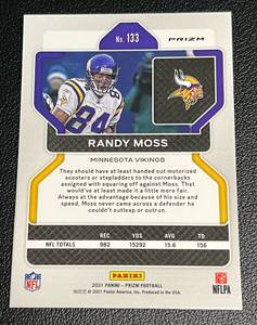 lot 198A image: Randy Moss Red Cracked Ice Prizm 2021 #133 Minnesota Vikings Football Card