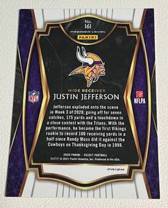 lot 222 image: Justin Jefferson RC Prizm Premier Level Holo 2020 Select Minnesota Vikings Rookie Football Card