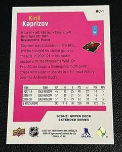 lot 244 image: Kirill Kaprizov Silver Foil RC 2021 Upper Deck Rookie Class Special Edition # RC-1 Minnesota Wild Hockey Card