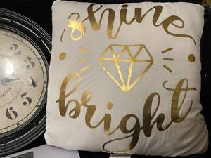 lot 31 image: Clock, Decorative Pillow & Scale