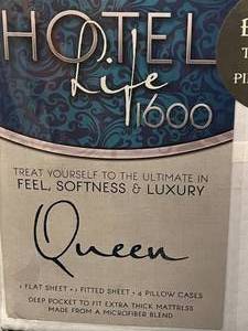 lot 9 image: NEW Hotel Life White Queen Sheet Set - 1600 Count - Lot 5