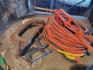 lot 205 image: (2) 6 C-Clamps, (2) 2 C-Clamps and 100 Extension Cord