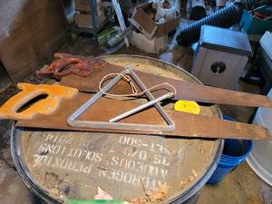 lot 209 image: Poor Bobbys Dinger Model No. 441 Triangles and (2) Hand Saws