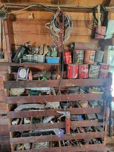 lot 228 image: Wood Parts Bin and Contents