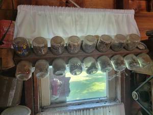 lot 229 image: Homemade Baby Food Jar Spinning Hardware Organizer with Contents