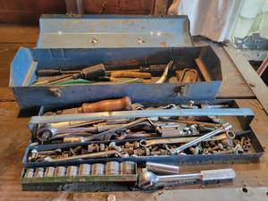 lot 243 image: Steel Toolbox Full of Hand Tools - Vise Grips, S-K SocketsWrench and More