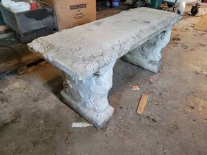 lot 260 image: Concrete Garden Bench - 3-Pieces - Approx. 38 x 14 x 17 tall