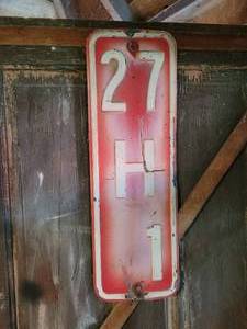 lot 282 image: Vintage Steel Embossed Fire Department Road Sign - Approx. 24 x 8