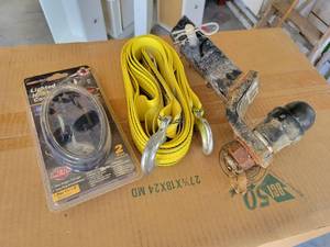 lot 283 image: Lighted Chevrolet Bowtie Hitch Cover, Tow strap and Receiver with 2 Ball and Pin