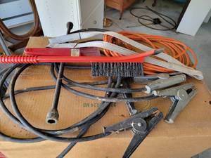 lot 296 image: Jumper Cables, 4-Way Tire Iron, Extension Cord and More