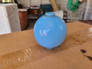 lot 300 image: Antique Robins Egg Blue Glass Lightning Ball
