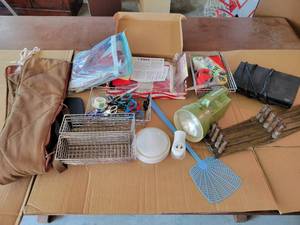 lot 327 image: (2) 3x5 US Flags, Vintage Flashlight, Long Gun Case, Scissors and More