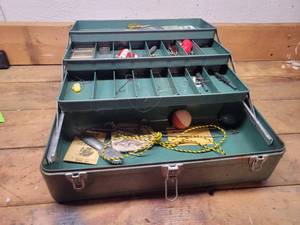 lot 394 image: Vintage My Buddy Metal Tackle Box with Tackle