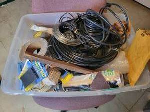 lot 505 image: Large Tote of Shop Supplies - Hardware, Wire, Velcro and More