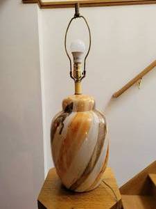 lot 539 image: Mid-Century Faux Marble Table Lamp - Tested and Works - Approx. 28 tall Overall