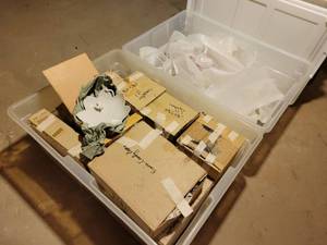 lot 560 image: (2) Totes of Assorted Ceramics for Painting - Totes Included - The Contents are Listed on the side of each tote and seem to be accurate