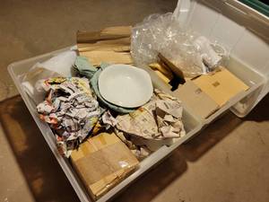 lot 601 image: (2) Totes of Assorted Ceramics for Painting - Totes Included - The Contents are Listed on the side of each tote and seem to be accurate