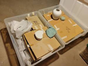 lot 604 image: (2) Totes of Assorted Ceramics for Painting - Totes Included