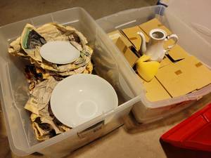 lot 606 image: (2) Totes of Assorted Ceramics for Painting - Totes Included