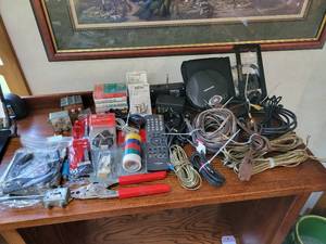 lot 79 image: Assortment of AudioVisual Cables, Personal CD Players, Speaker Wire, and More