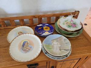 lot 98 image: Lot of Decorative Plates, Serving Dish, and Frankoma Scalloped Bowl