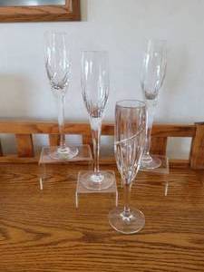 lot 126 image: Lot of (4) Crystal Champagne Flutes - (2) Marked Mikasa