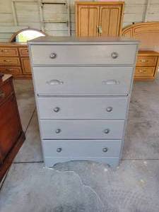 lot 348 image: Refinished 4-Drawer DresserDesk Combination - Comes with Original Drawer Pulls