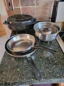 lot 136 image: Estia Gourmet Fry Pans, Stainless Steel Mixing Bowls, Small Roaster