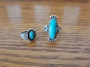 lot 153 image: Pair of Sterling Silver & Turquoise Rings