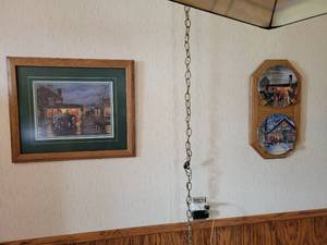 lot 166 image: Dave Barnhouse Shop Talk Signed Framed Print and Pair of Collector Plates, Repairs and The Perfect Tree
